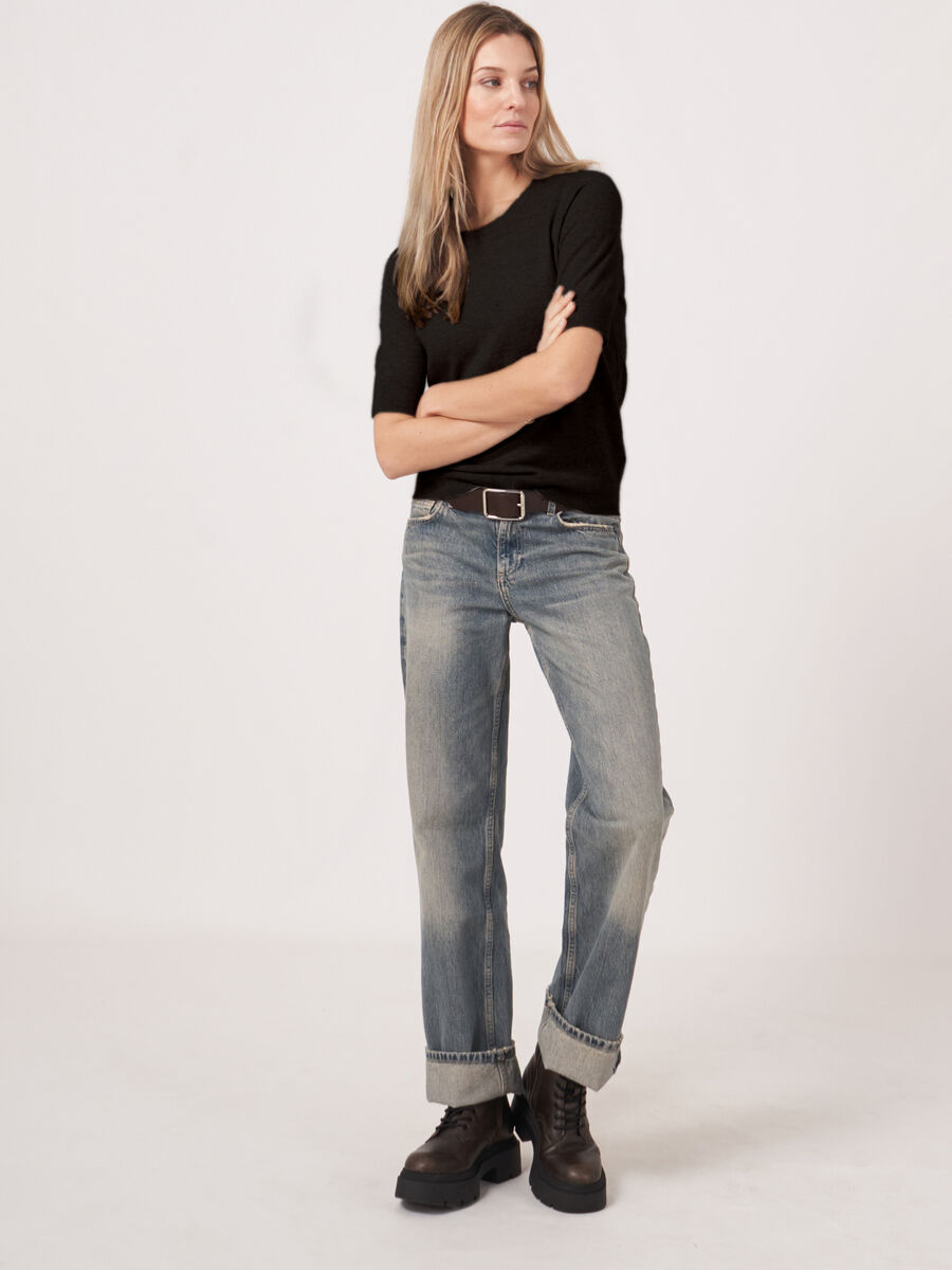 Basic Kurzarm-Pullover aus Bio-Kaschmir image number 1