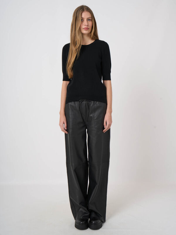 Damen Kurzarm-Pullover aus Bio-Kaschmir, Rundhals image number 2