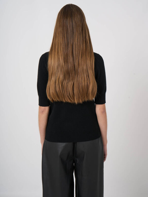 Damen Kurzarm-Pullover aus Bio-Kaschmir, Rundhals image number 3