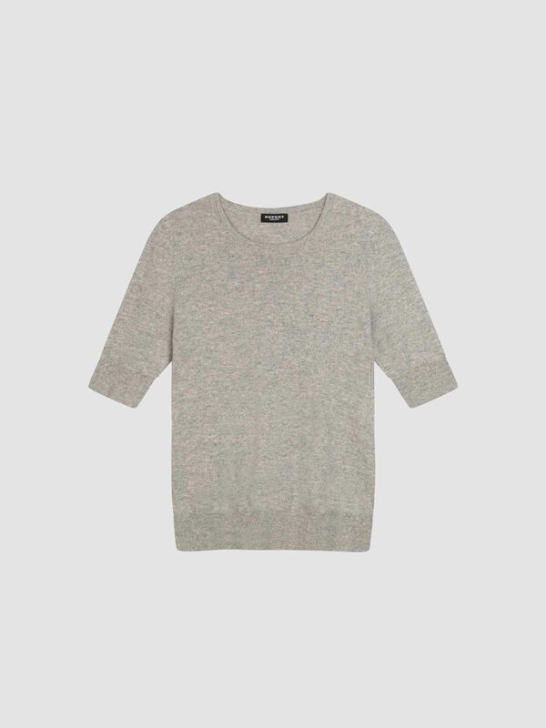 Basic korte mouw organisch cashmere trui image number 0