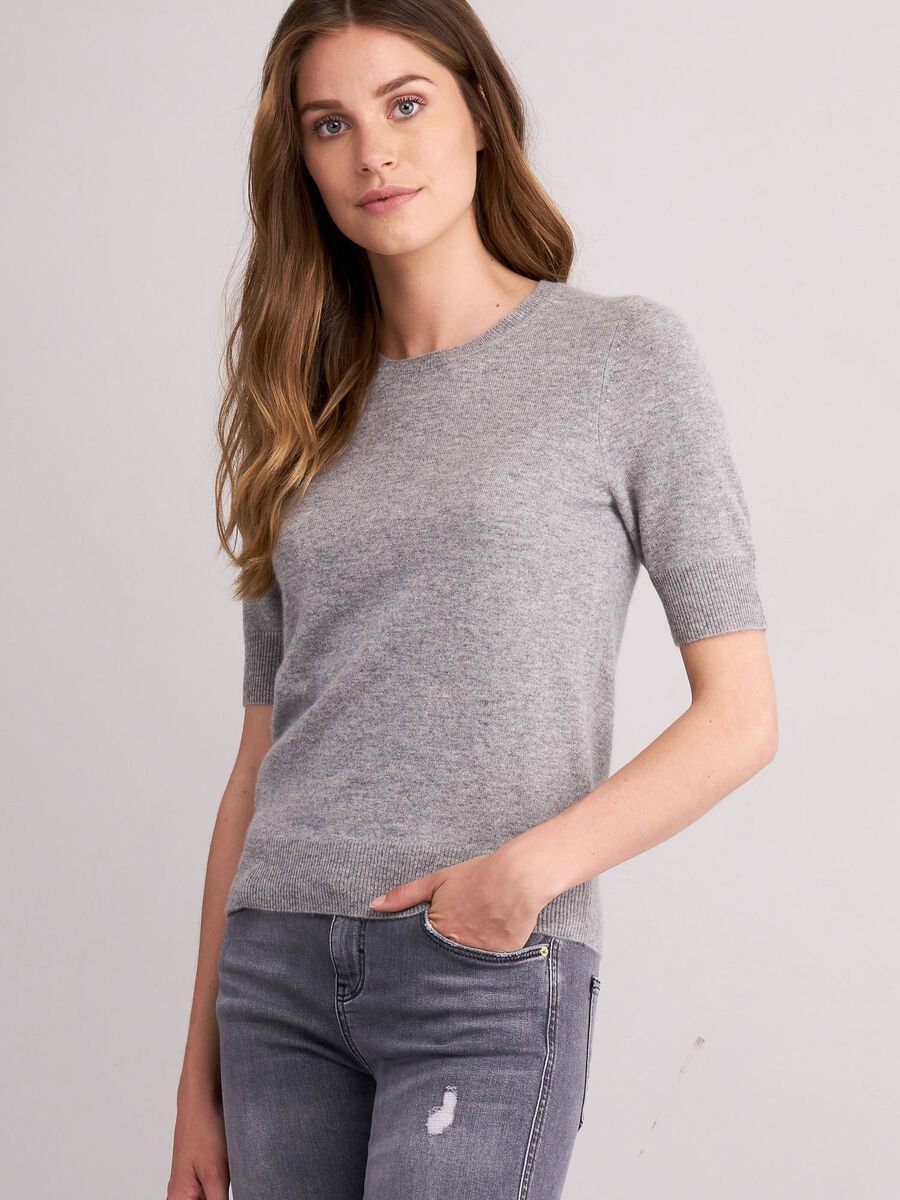 Basic short sleeve organic cashmere sweater image number 0