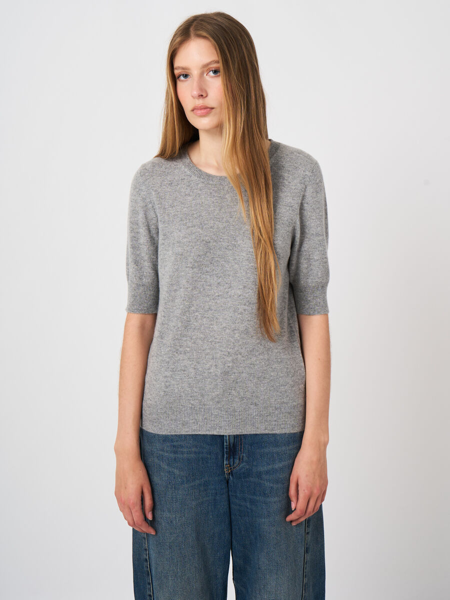 Women&rsquo;s short sleeve organic cashmere sweater image number 1