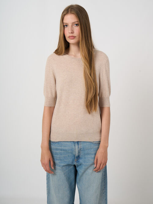 Basic short sleeve organic cashmere sweater