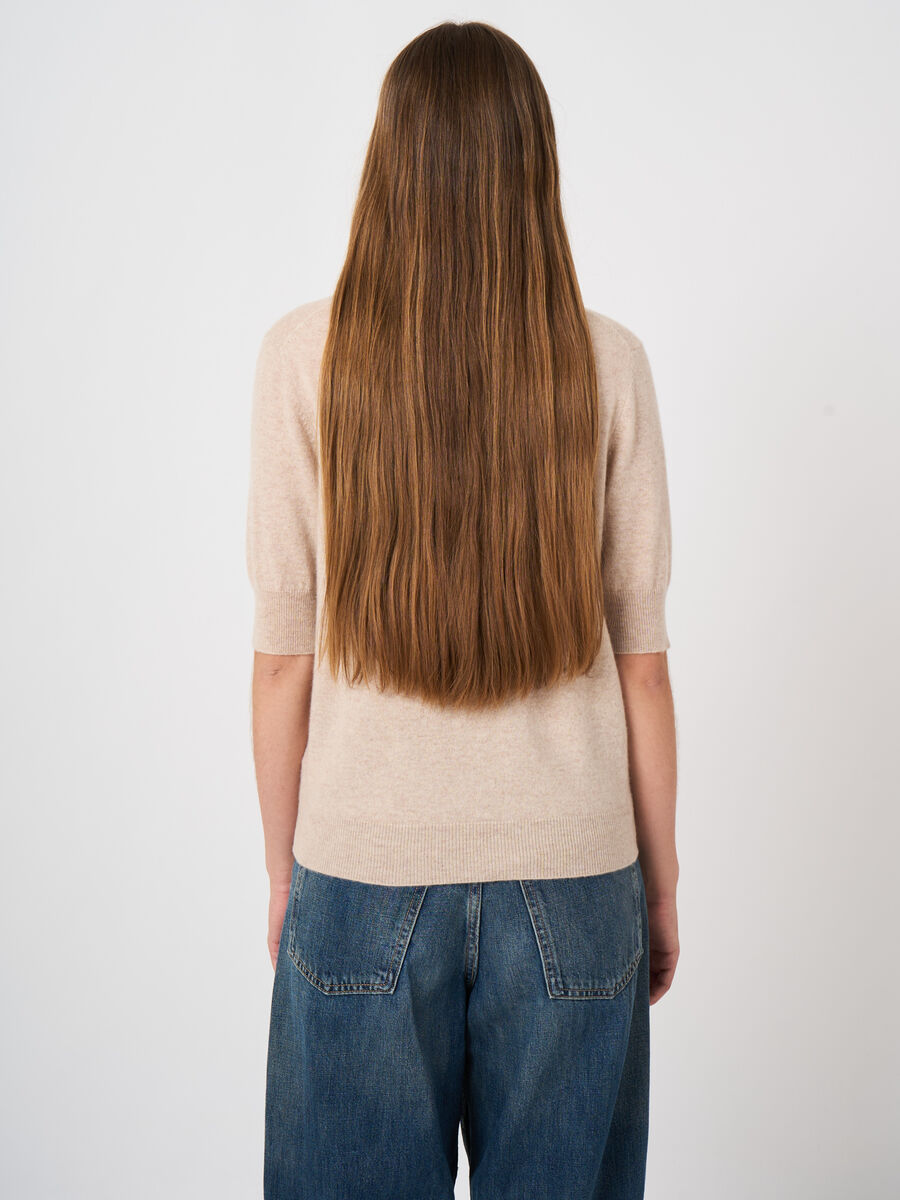 Pull femme en cachemire bio manches courtes image number 2