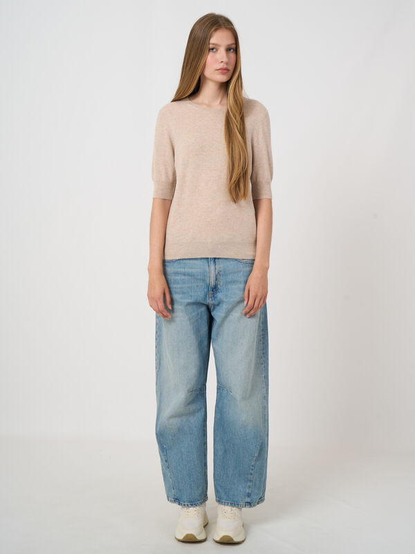 Slim Short-Sleeve Organic Cashmere Sweater image number 2