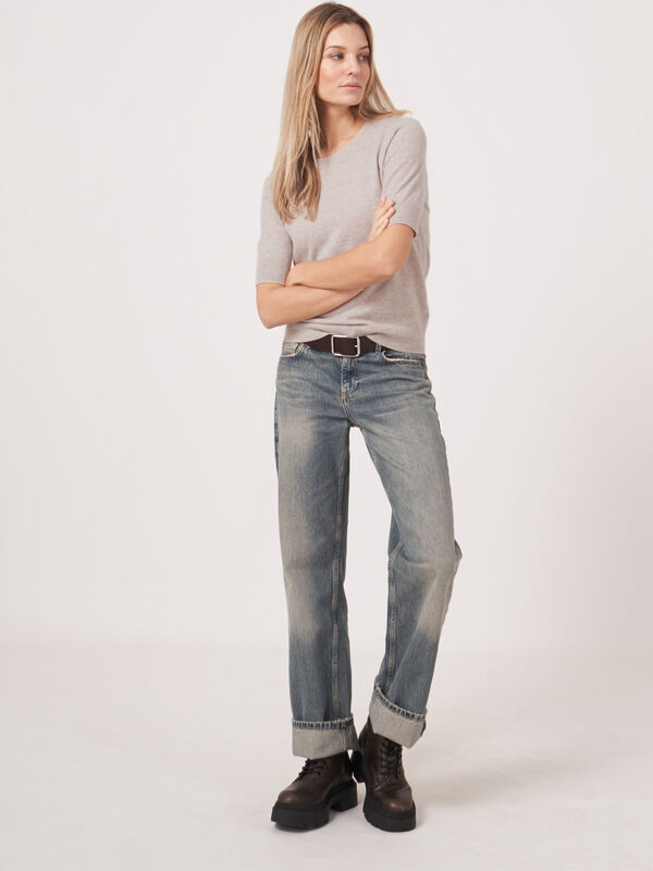 Women’s short sleeve organic cashmere sweater image number 5