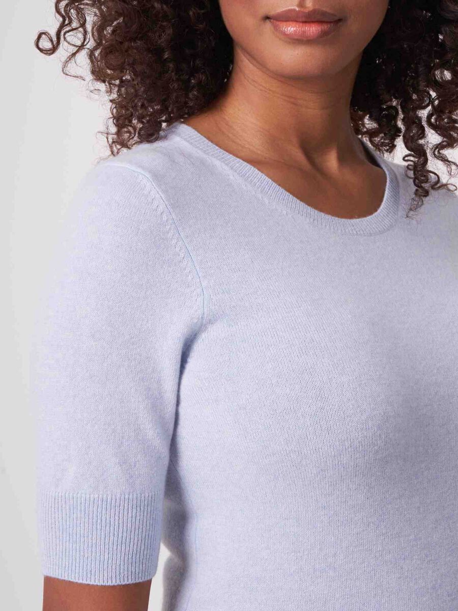 Pull femme en cachemire bio manches courtes image number 2