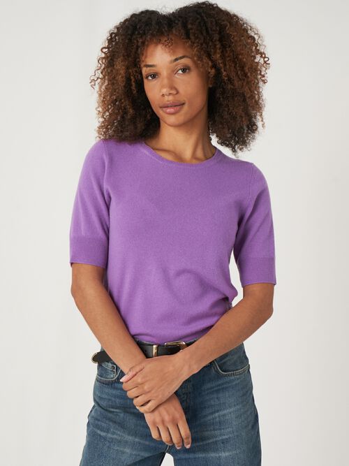 Basic short sleeve organic cashmere sweater