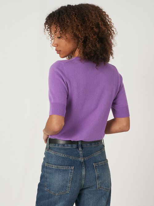 Basic short sleeve organic cashmere sweater