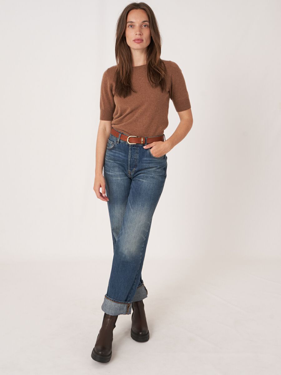 Women&rsquo;s short sleeve organic cashmere sweater image number 4