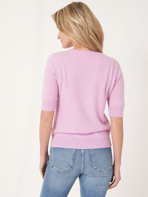 Basic short sleeve organic cashmere sweater