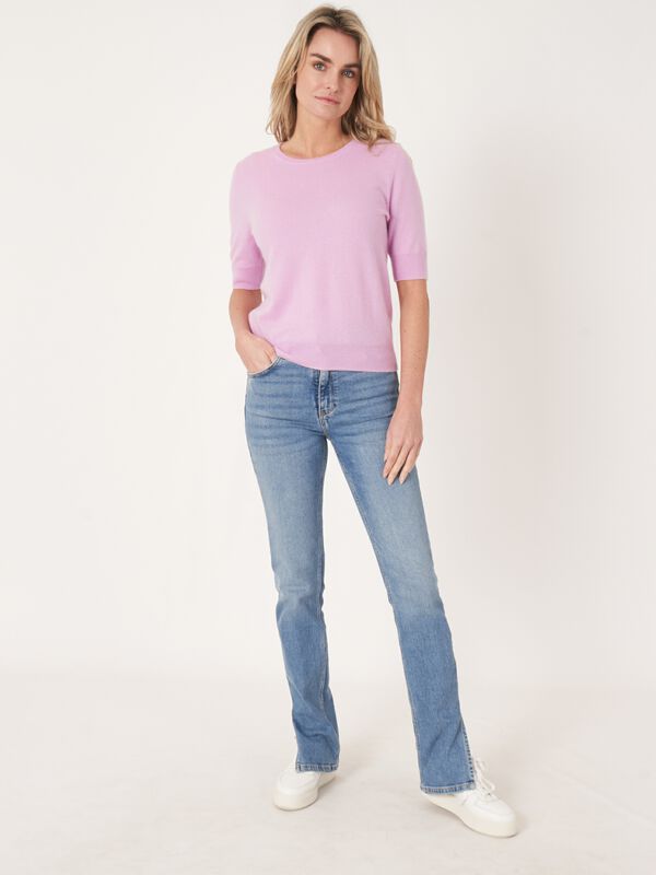 Damen Kurzarm-Pullover aus Bio-Kaschmir, Rundhals image number 5