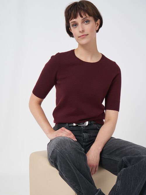 CASHMERE BLENDED TOP SHORT SLEEVE ESSENTIAL_BLUE main image 0
