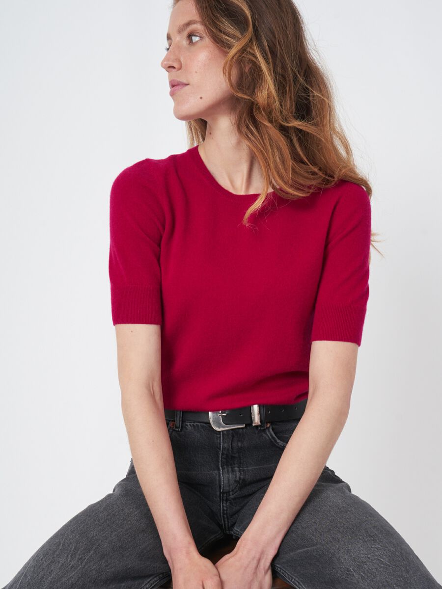 Pull manches courtes en cachemire image number 1