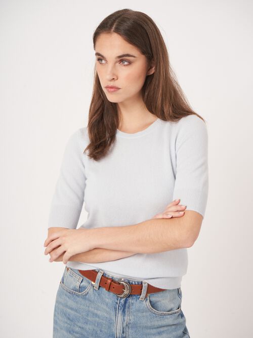 Basic Kurzarm-Pullover aus Bio-Kaschmir