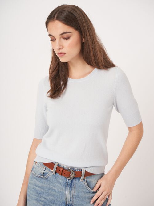 Basic Kurzarm-Pullover aus Bio-Kaschmir