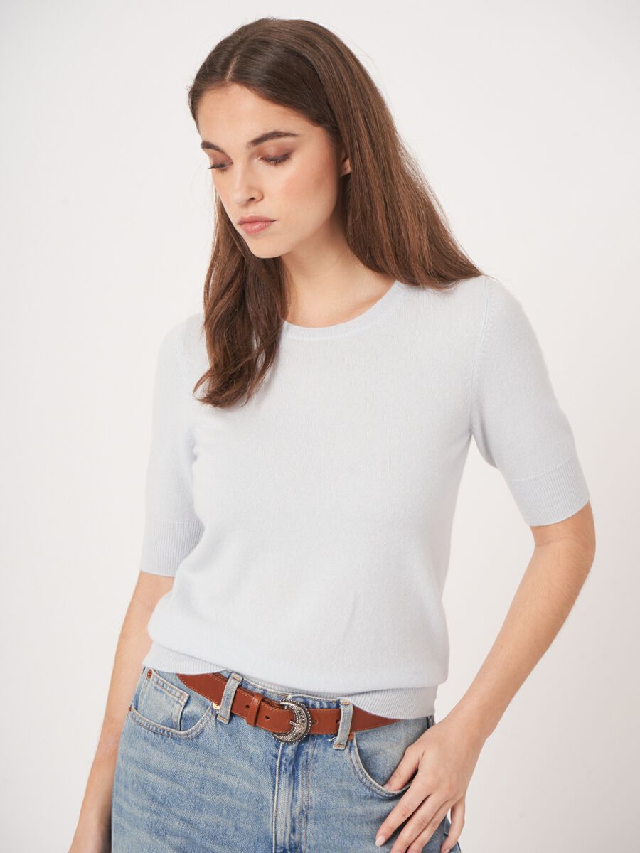 Basic Kurzarm-Pullover aus Bio-Kaschmir image number 1