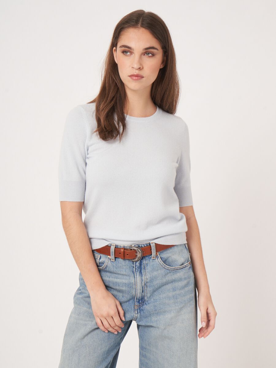 Basic Kurzarm-Pullover aus Bio-Kaschmir image number 4