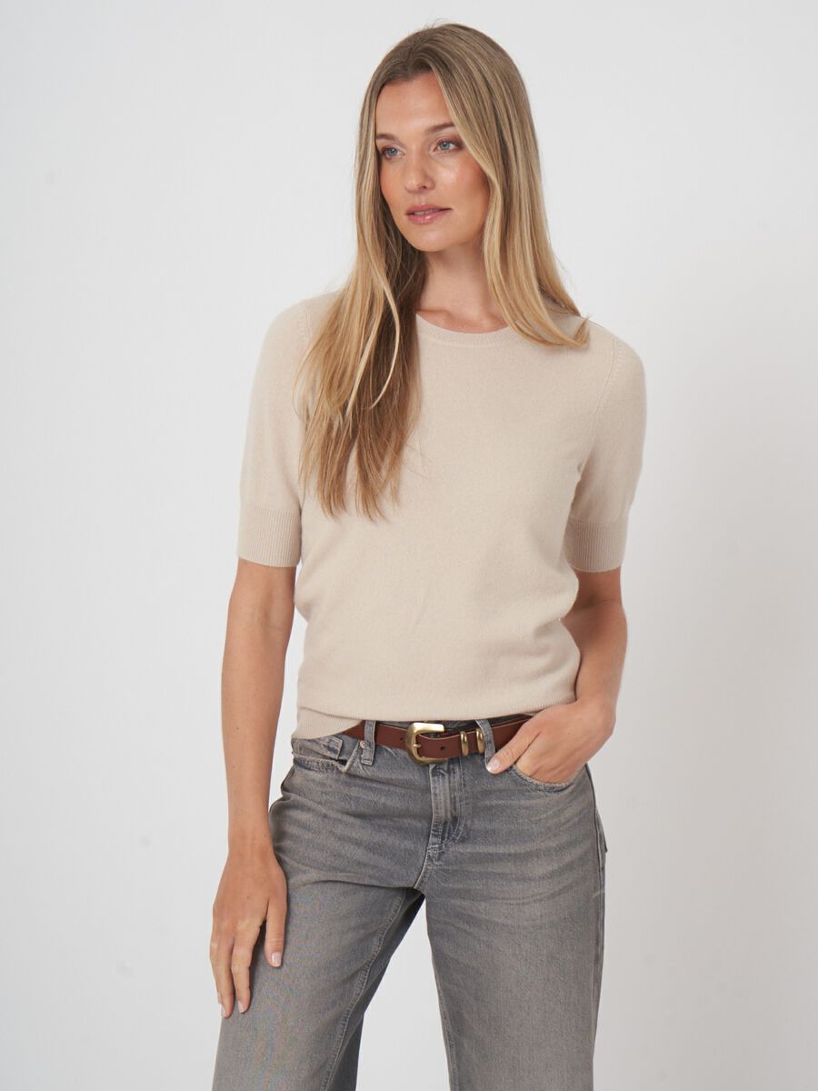 Women’s short sleeve organic cashmere sweater image number 0