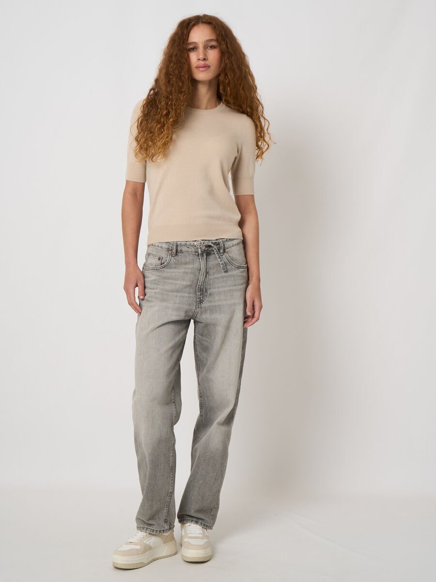 Damen Kurzarm-Pullover aus Bio-Kaschmir, Rundhals image number 1