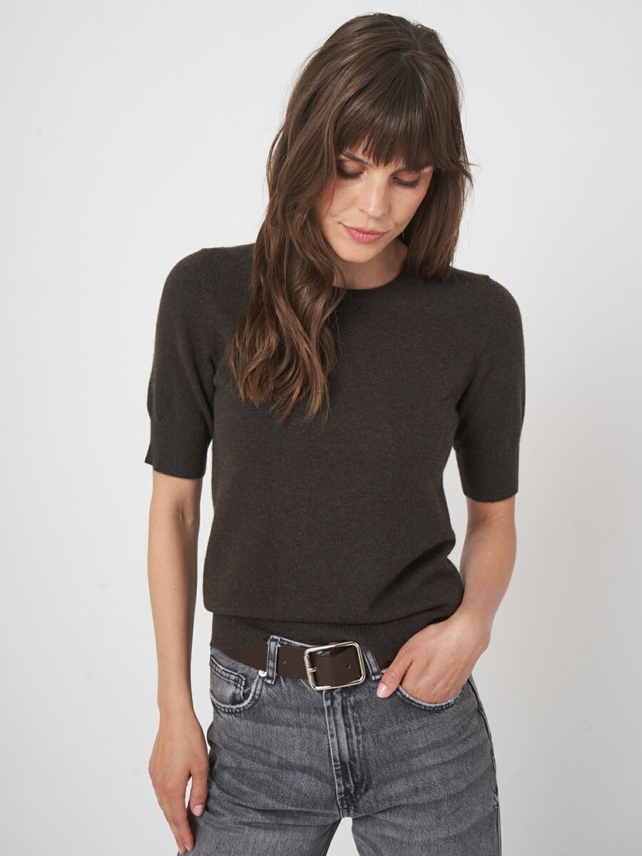 Basic Kurzarm-Pullover aus Bio-Kaschmir image number 1