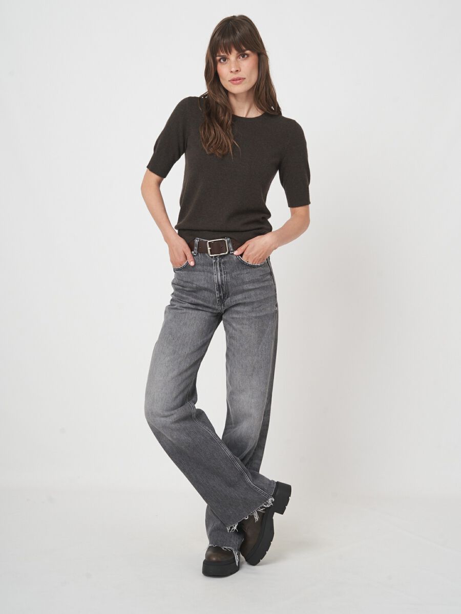 Basic Kurzarm-Pullover aus Bio-Kaschmir image number 3