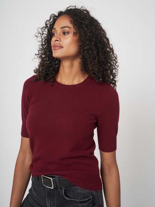 Women’s short sleeve organic cashmere sweater image number 2