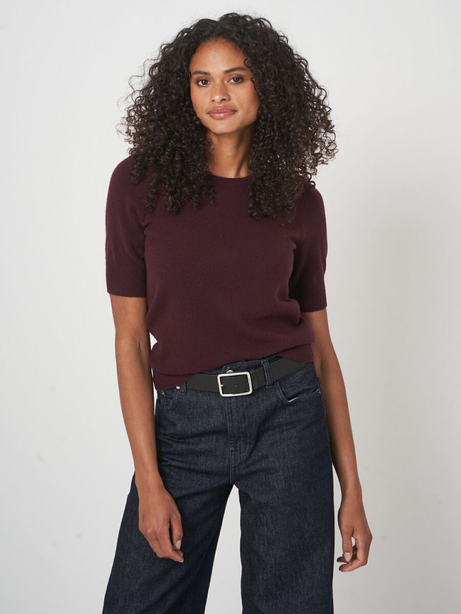 Women’s short sleeve organic cashmere sweater image number 0