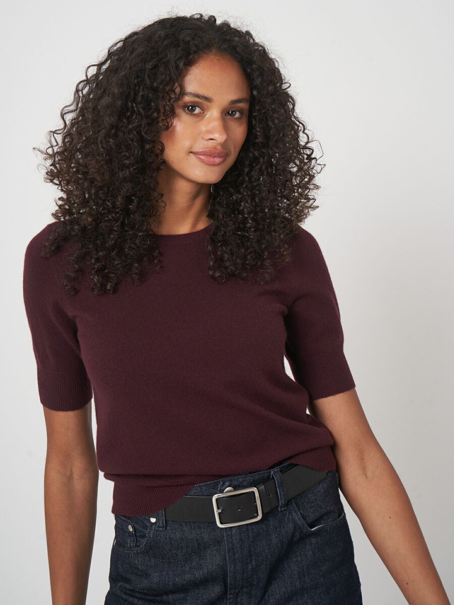 Basic Kurzarm-Pullover aus Bio-Kaschmir image number 1