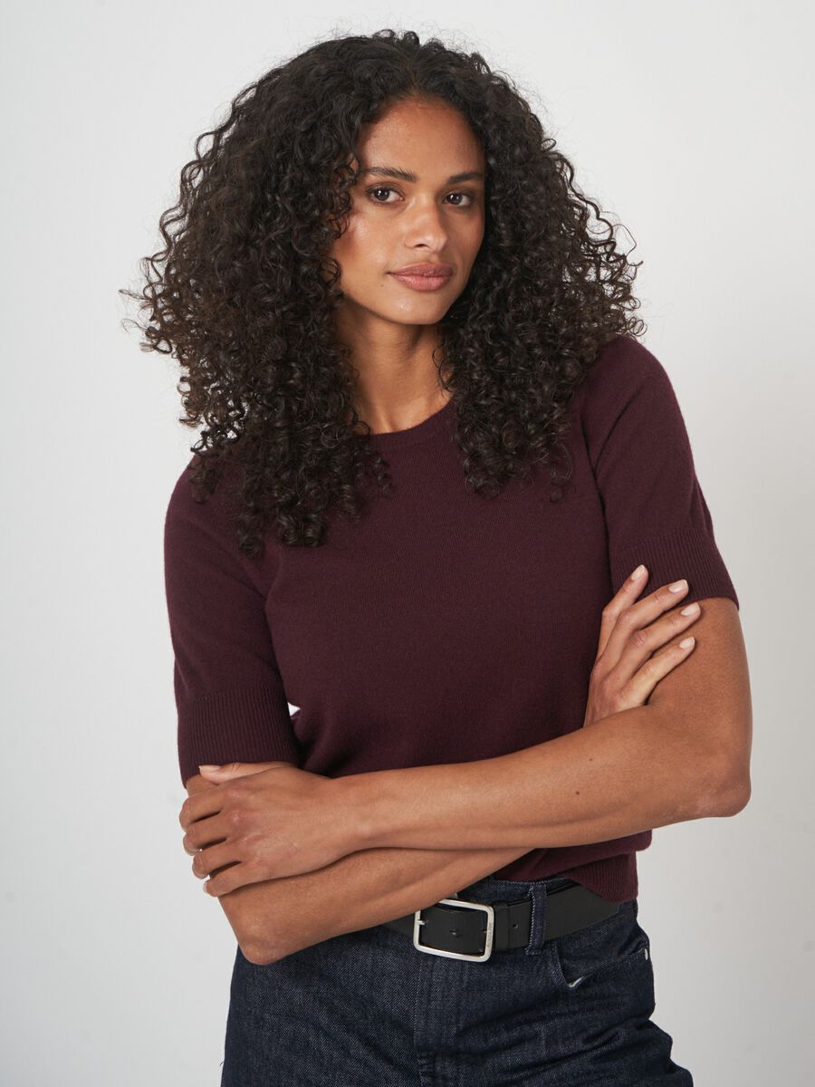 Basic Kurzarm-Pullover aus Bio-Kaschmir image number 2