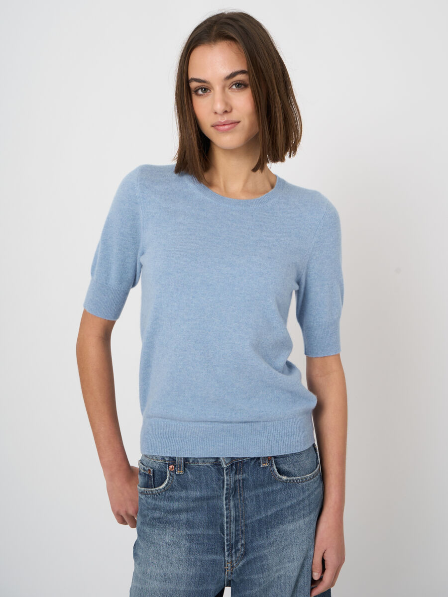 Pull femme en cachemire bio manches courtes image number 1