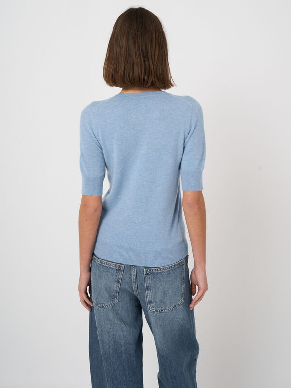 Damen Kurzarm-Pullover aus Bio-Kaschmir, Rundhals image number 2
