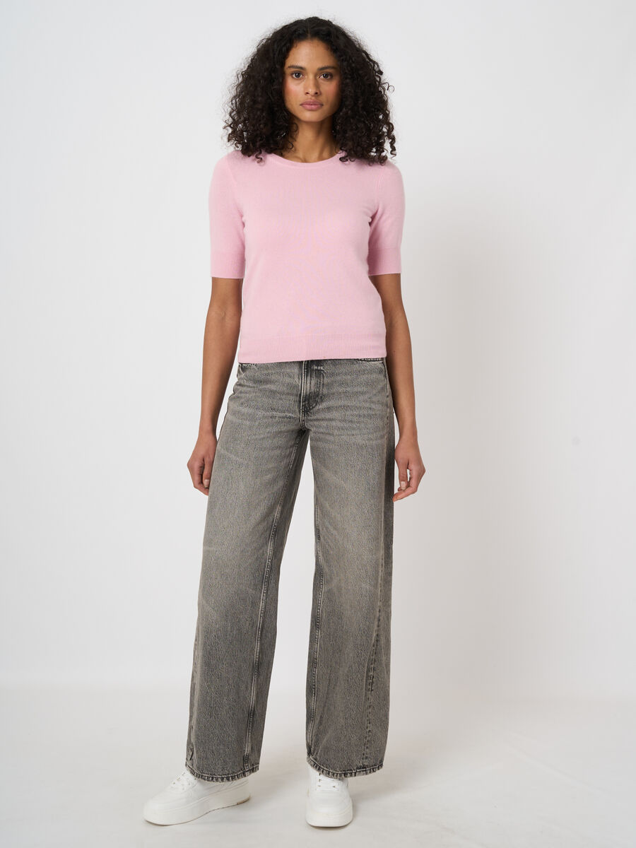 Pull femme en cachemire bio manches courtes image number 2