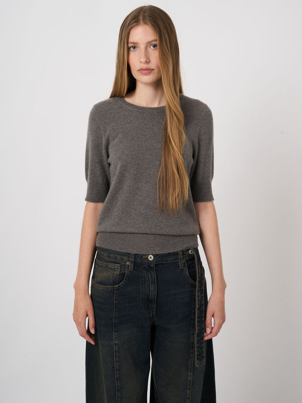 Feinstrick-Kaschmirpullover mit kurzen &Auml;rmeln image number 1
