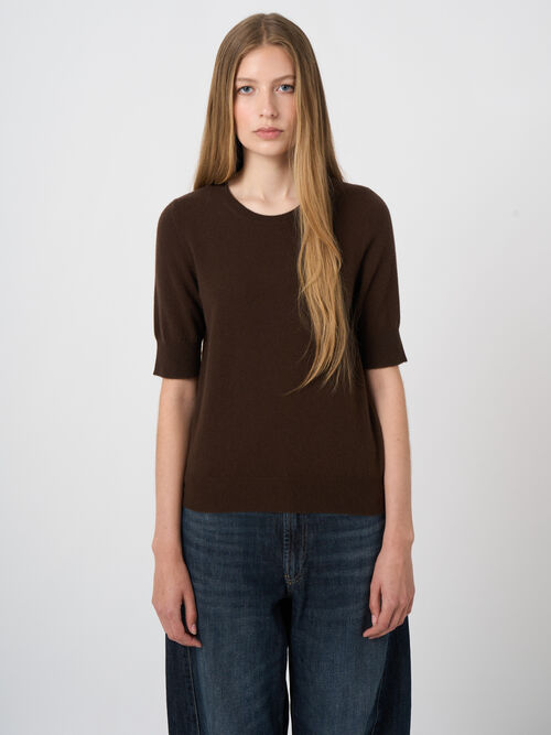 Slim Short-Sleeve Organic Cashmere Sweater