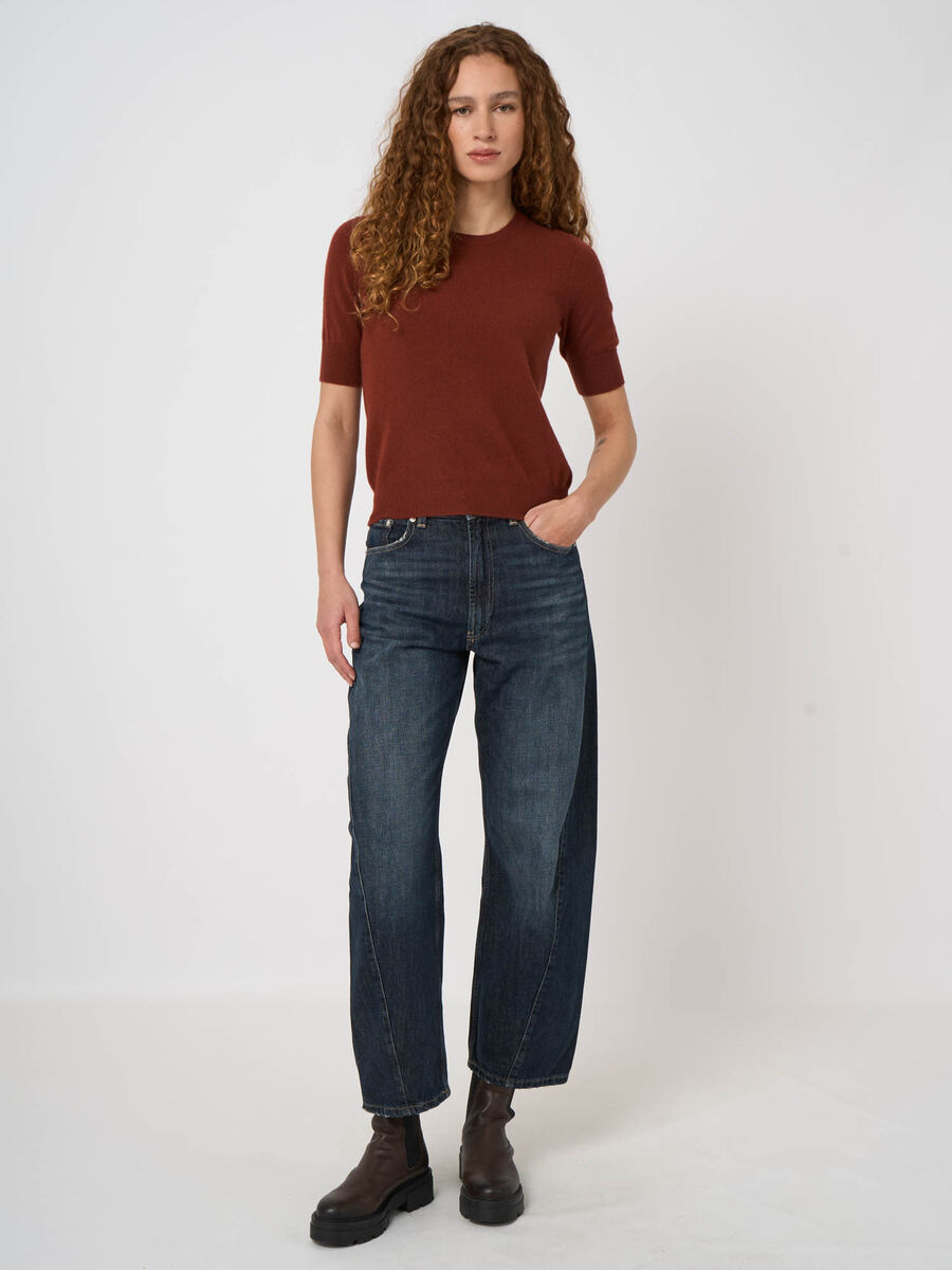 Slim Short-Sleeve Organic Cashmere Sweater image number 2