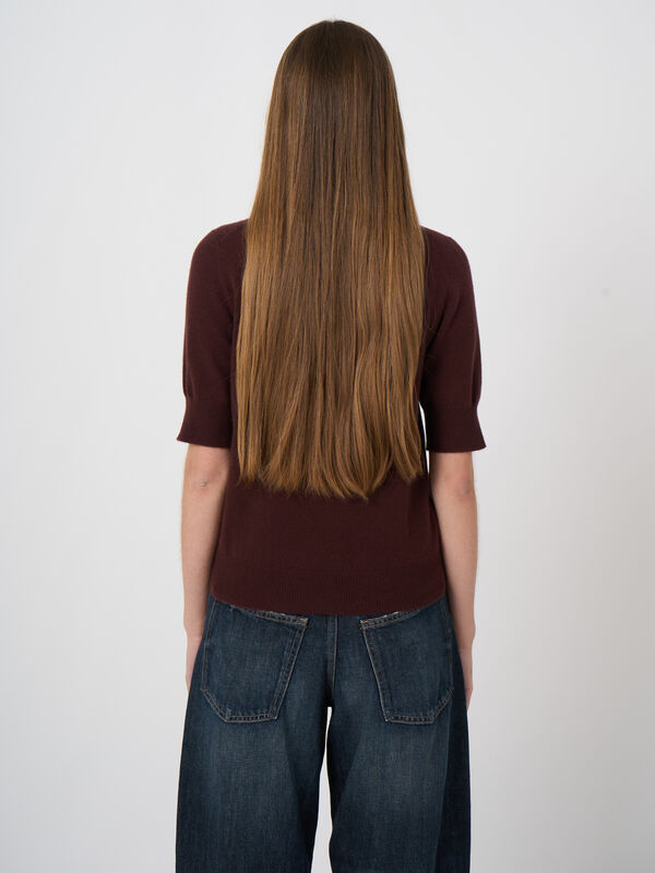Slim Short-Sleeve Organic Cashmere Sweater image number 2