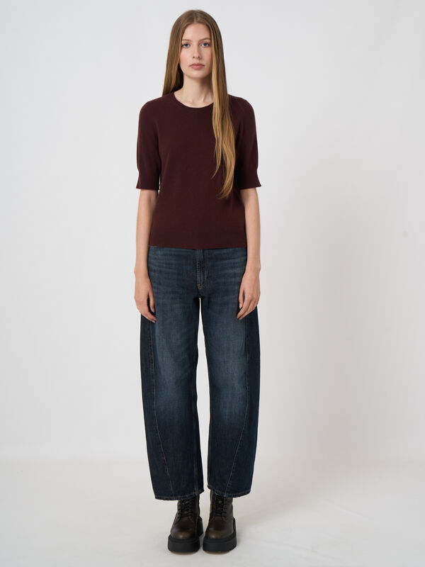 Slim Short-Sleeve Organic Cashmere Sweater image number 3
