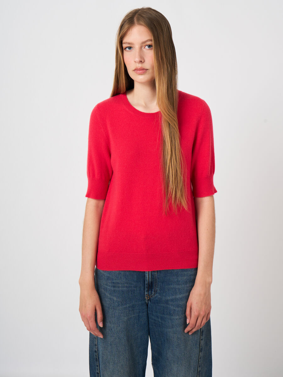 Slim Short-Sleeve Organic Cashmere Sweater image number 0