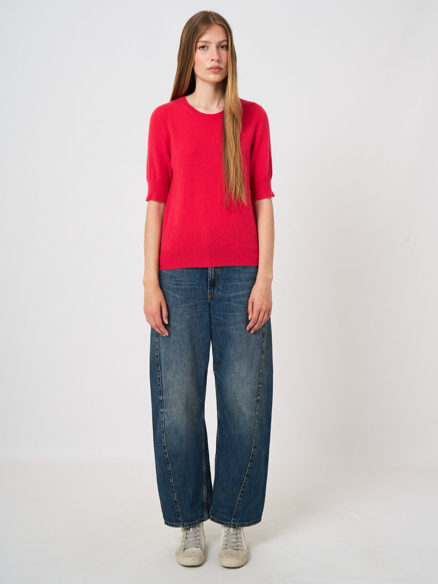 Slim Short-Sleeve Organic Cashmere Sweater image number 2