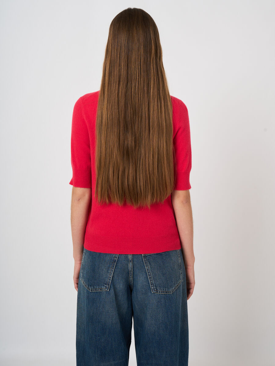 Slim Short-Sleeve Organic Cashmere Sweater image number 3