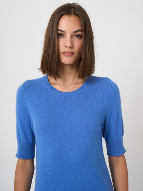 Feinstrick-Kaschmirpullover mit kurzen &Auml;rmeln
