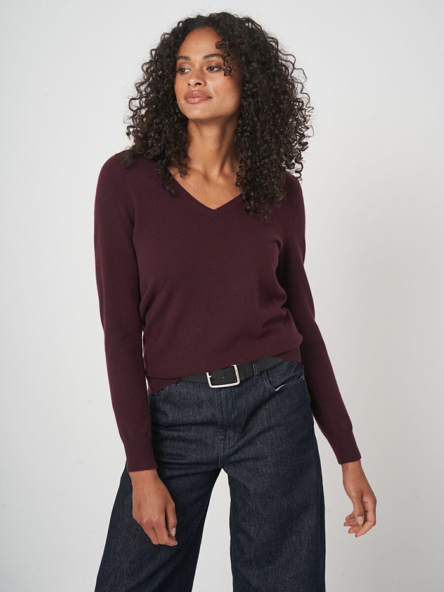 Basic organic cashmere v-neck jumper image number 0