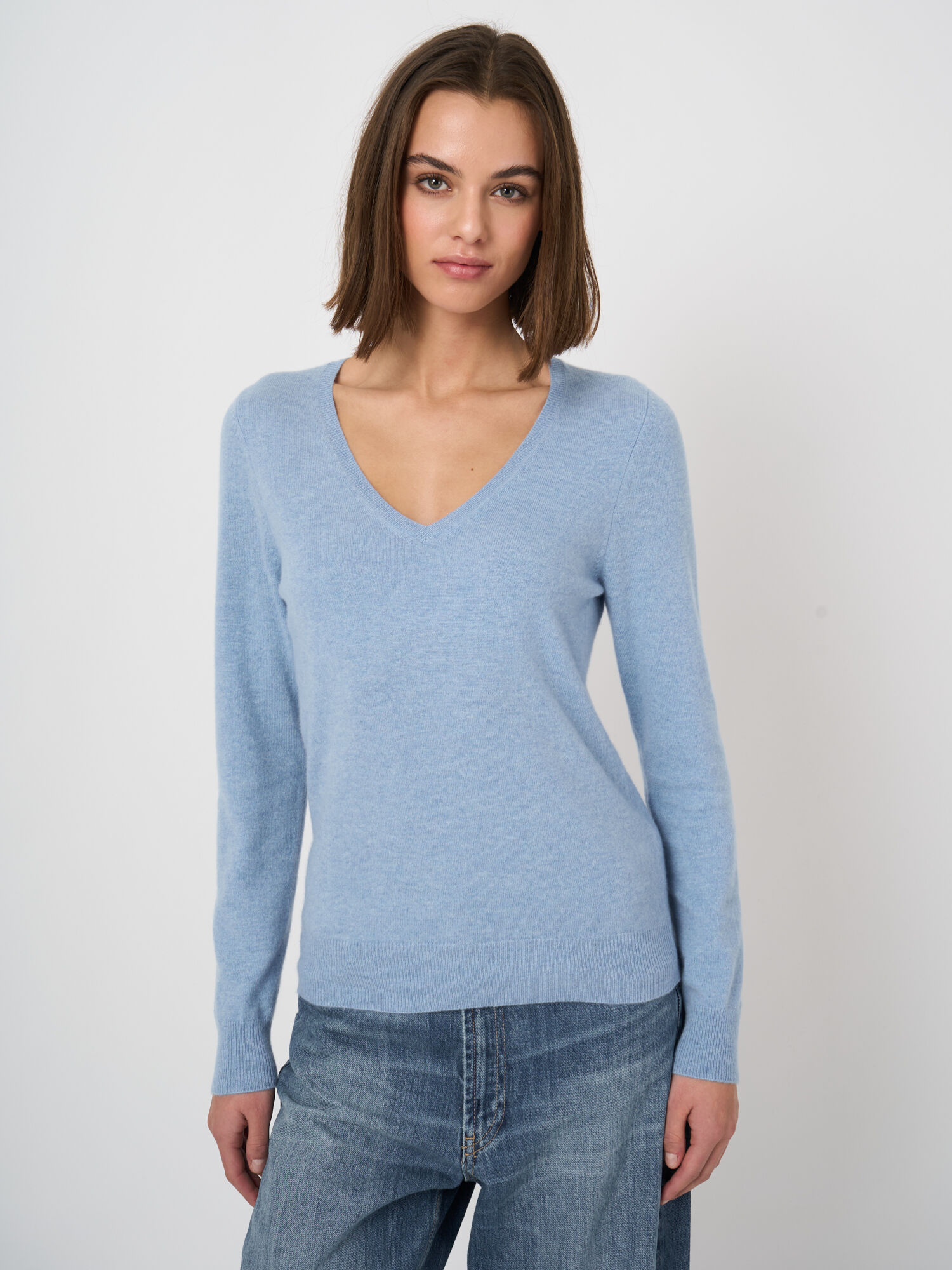 Essentiële 100% cashmere V-hals trui
