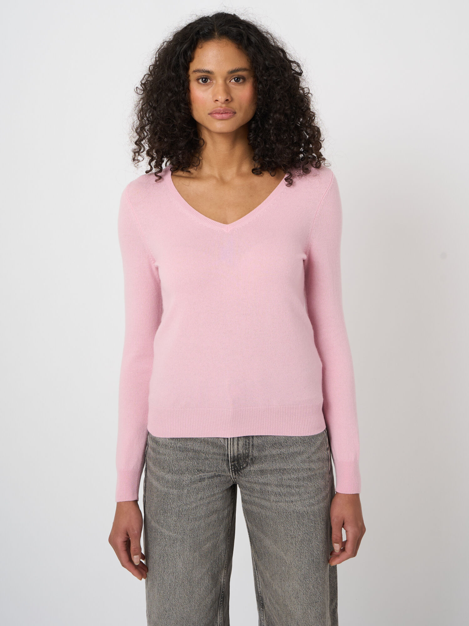 Essentiële 100% cashmere V-hals trui