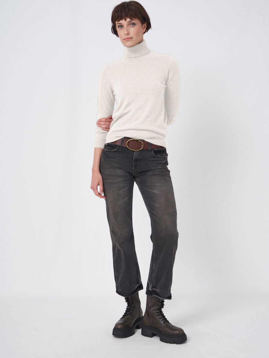 Basic organic cashmere roll neck sweater image number 0