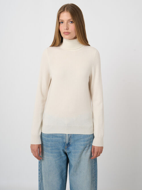 Basic organic cashmere roll neck sweater