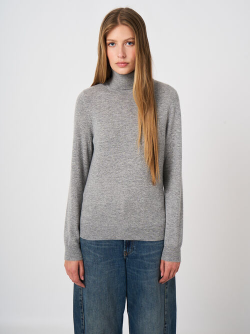 Basic-Rollkragenpullover aus Bio-Kaschmir