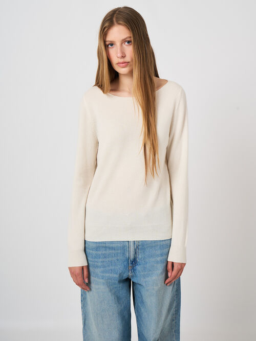 Basic-Pullover mit U-Boot-Ausschnitt aus Bio-Kaschmir