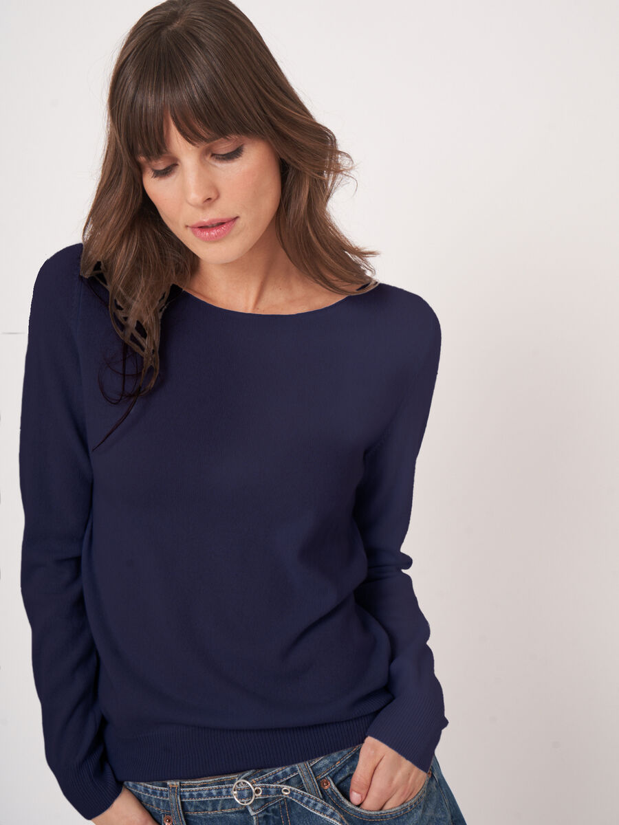 Basic boothals trui van biologisch kasjmier image number 1